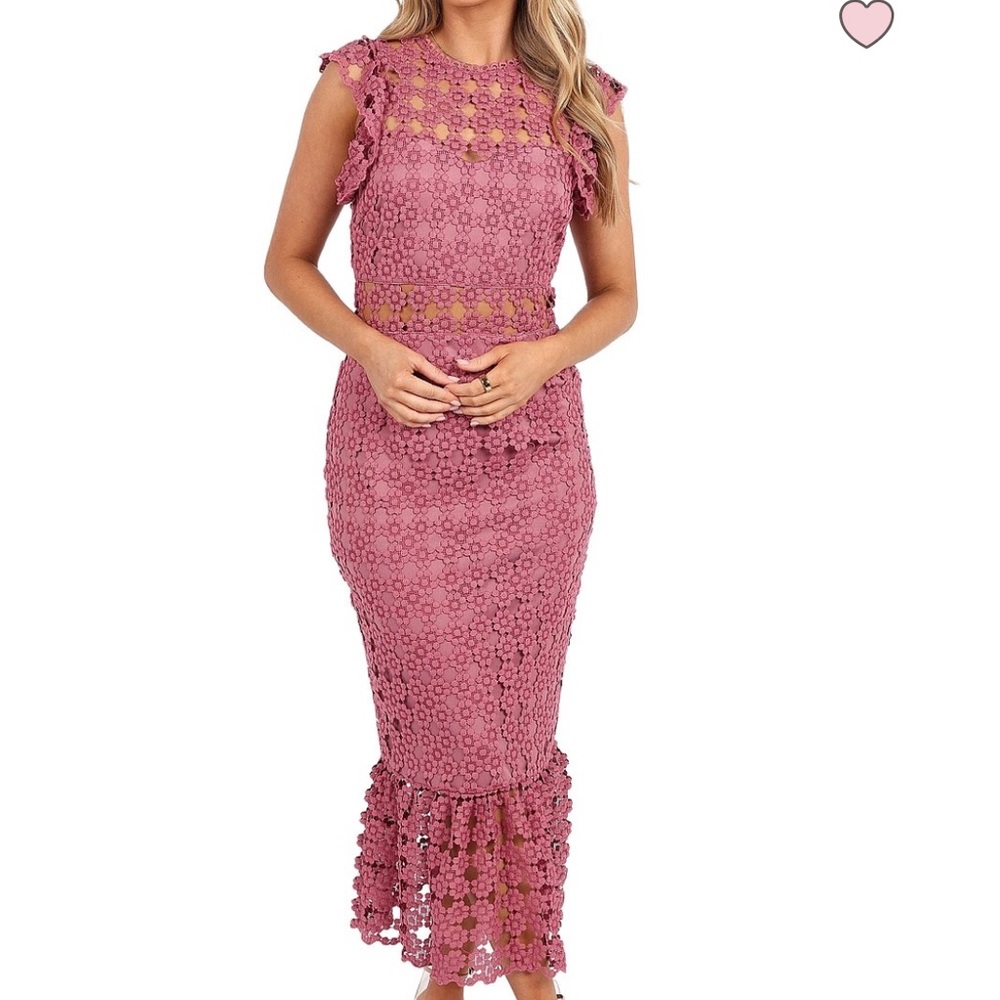 Petal & Pup Pink Lace Midi Dress